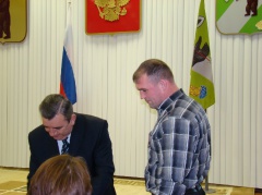 Церемония награждения  медалями МЧС участников ликвидации летних пожаров